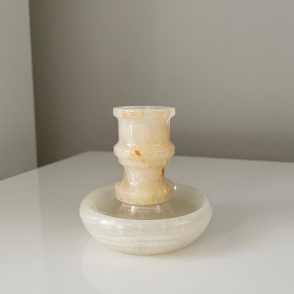 Vintage White Onyx Candle Holder - Picture 5 of 7